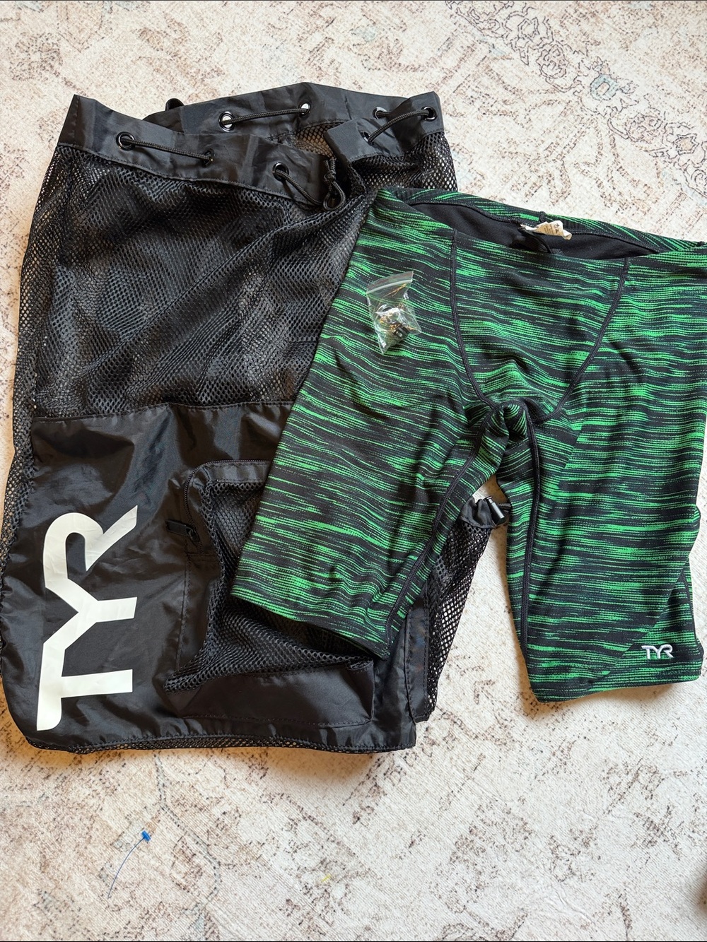 TYR Green & Black Space-Dye Jammer Swim Shorts
